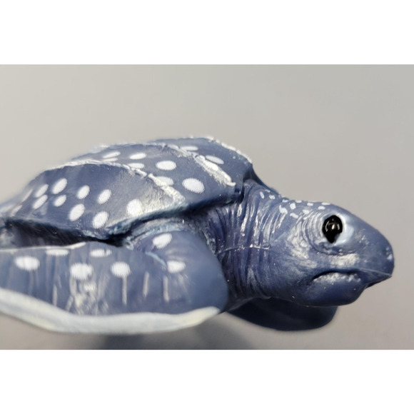 Leatherback Sea Turtle Figure Blue White Polka Dot PVC Toy Ocean Marine Life Toy - Picture 2 of 11